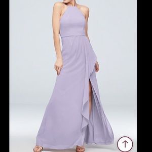 High-Neck Chiffon Bridesmaid Dress with Cascade